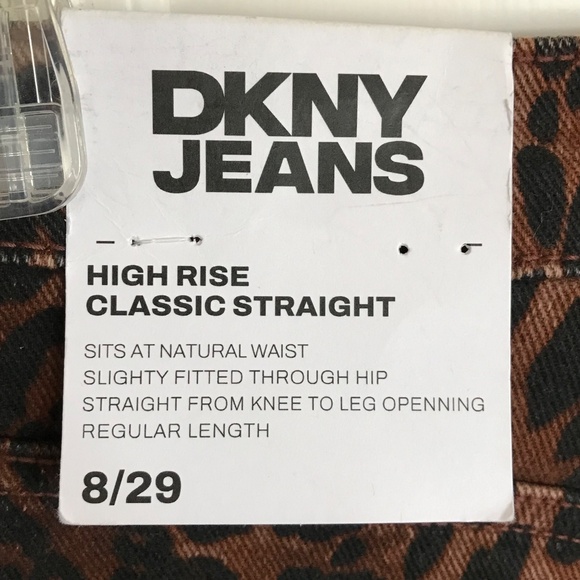 DKNY JEANS Laight Leopard Print Jeans High Rise Classic Straight Size 8 NWT - Picture 8 of 16